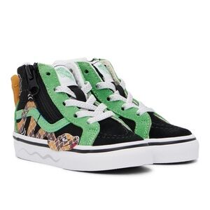 VANS Black & Green Snake Sk8-Hi Sneakers size 1